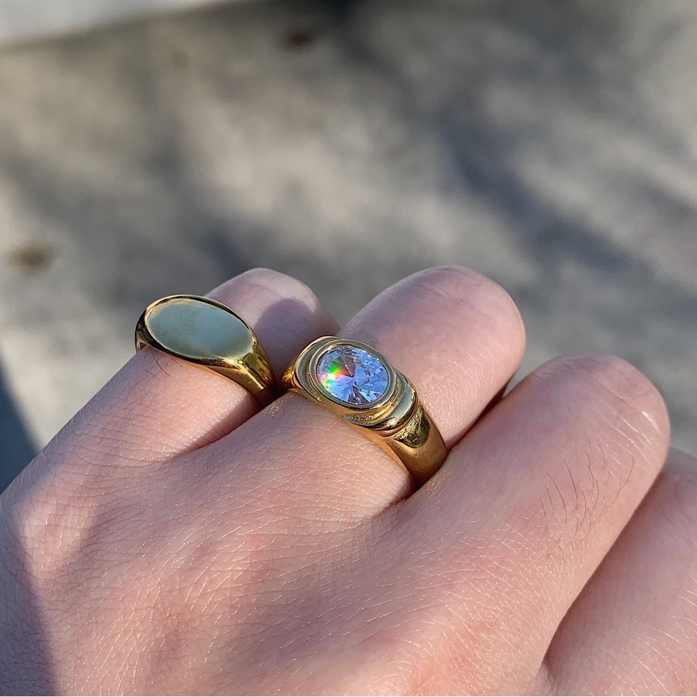 18K Gold Cz Ring, statement ring, stacking gem ring, gemstone ring